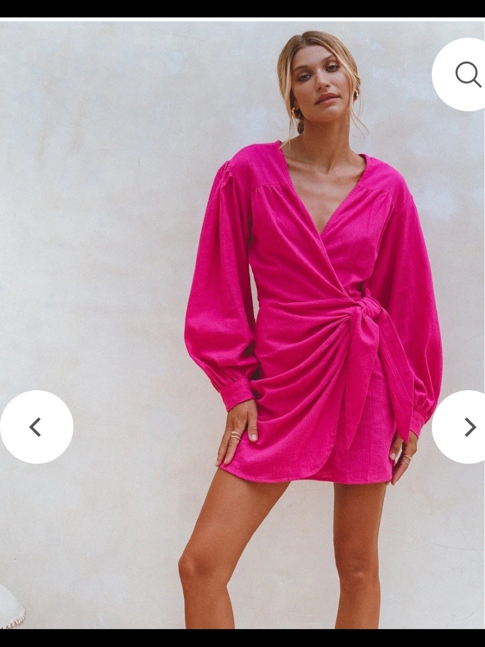 ELF MADE BY HAND TI AMO LINEN WRAP MINI DRESS MAGENTA XL NWOT